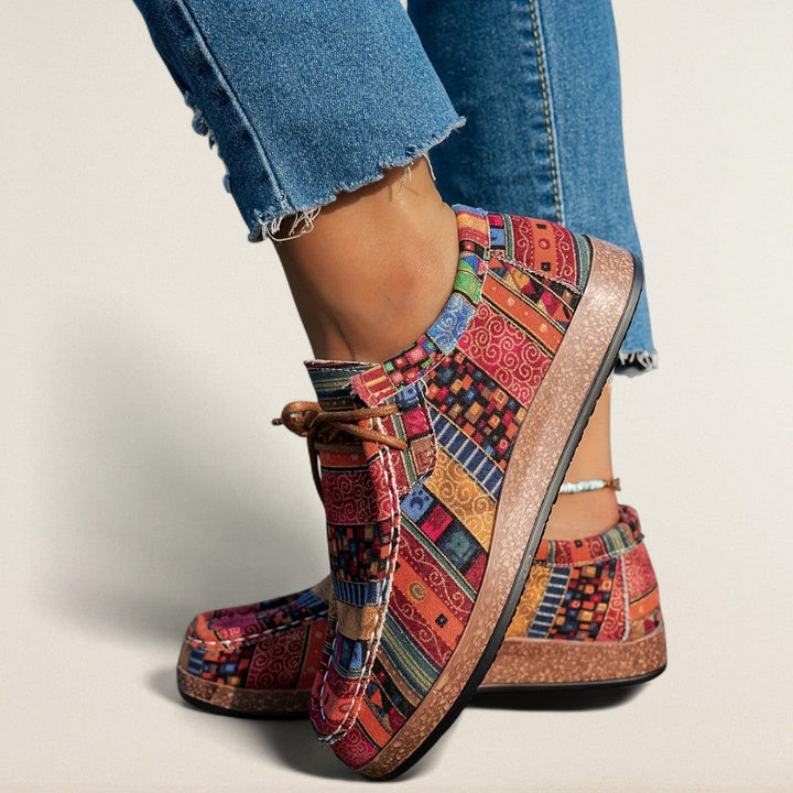 Ραχέλ – ορθοπεδικό παπούτσι με κορδόνια σε εμφάνιση καμβά