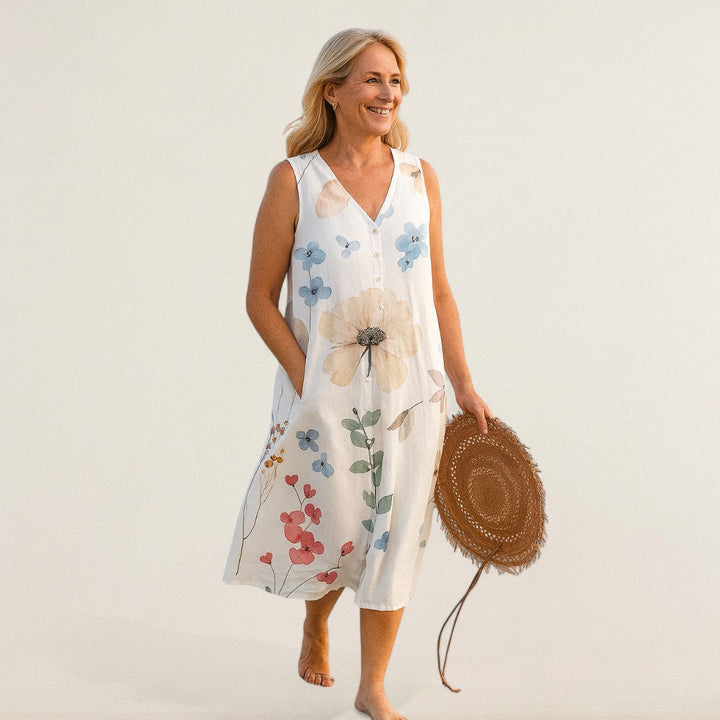 Άννα Μαρία – Φόρεμα με λουλούδια και αέρινη γραμμή