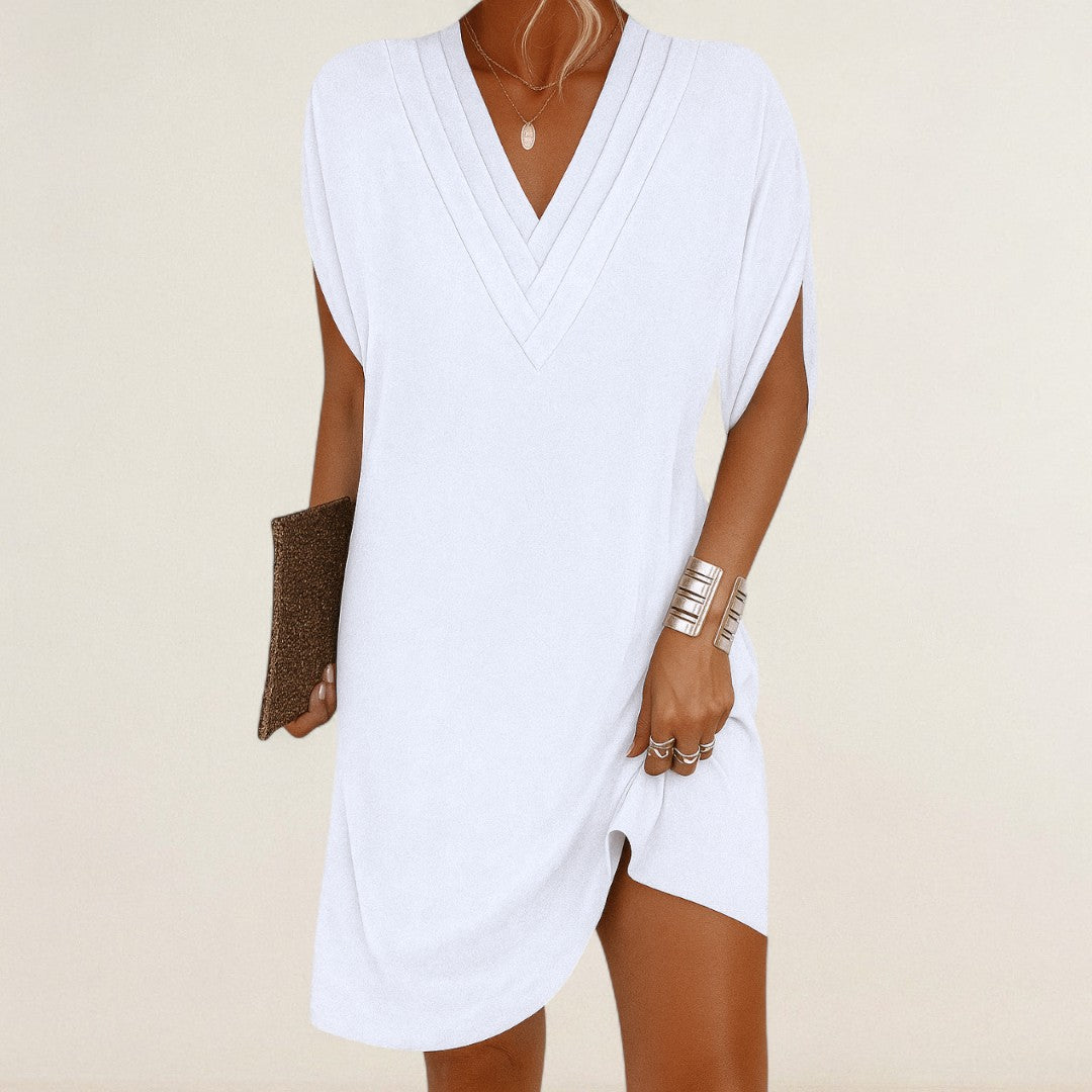 Αγγελική – Αέρινο V-Λαιμόκοψη Τουνίκ-Φόρεμα για Κάθε Μέρα