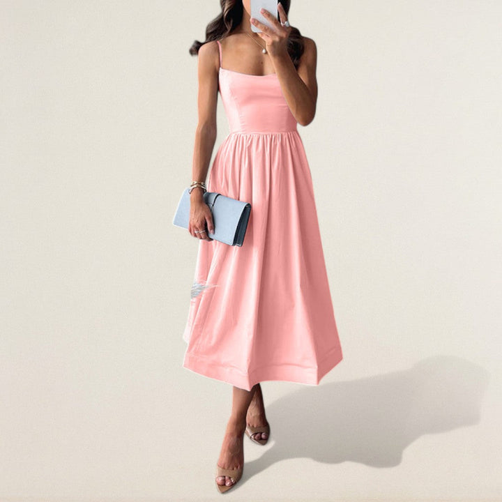 Ελένη – Κομψό φόρεμα με τιράντες και κολακευτική Α-γραμμή