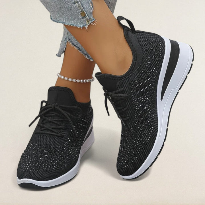 Λαδίνη – ορθοπεδικό Knit-Sneaker με γυαλιστερές λεπτομέρειες