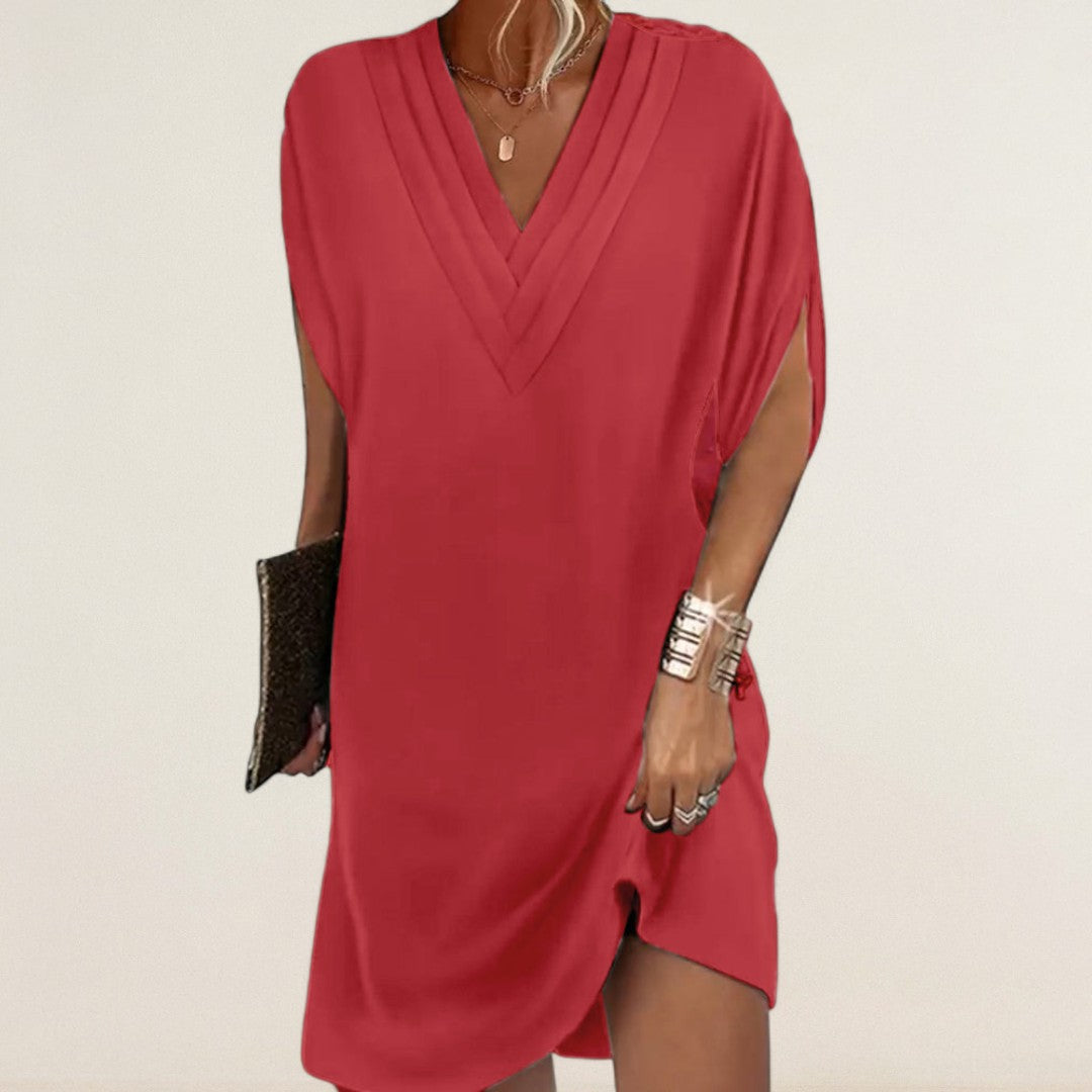 Αγγελική – Αέρινο V-Λαιμόκοψη Τουνίκ-Φόρεμα για Κάθε Μέρα