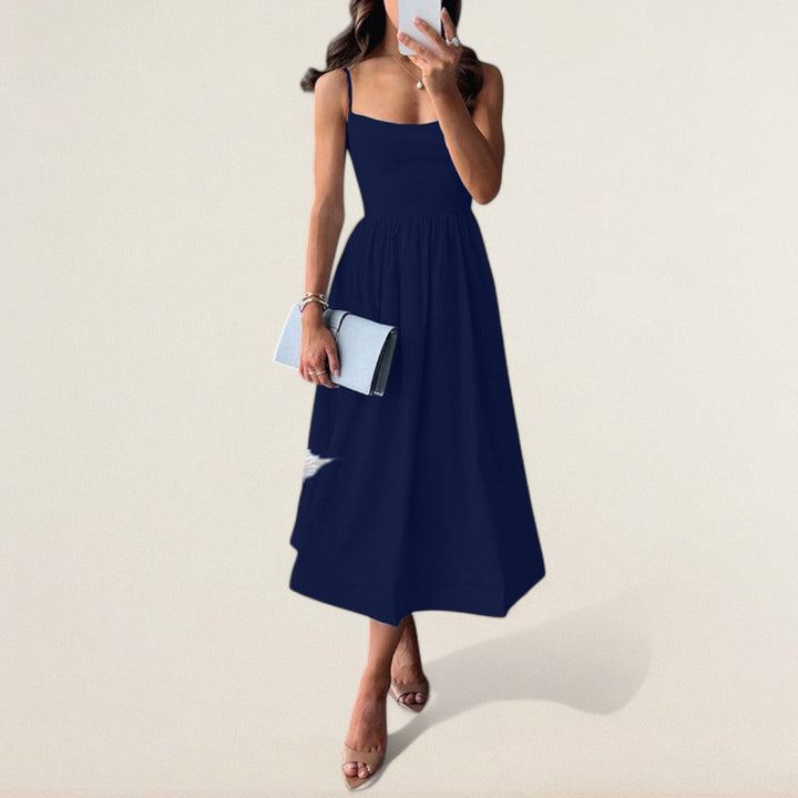 Ελένη – Κομψό φόρεμα με τιράντες και κολακευτική Α-γραμμή