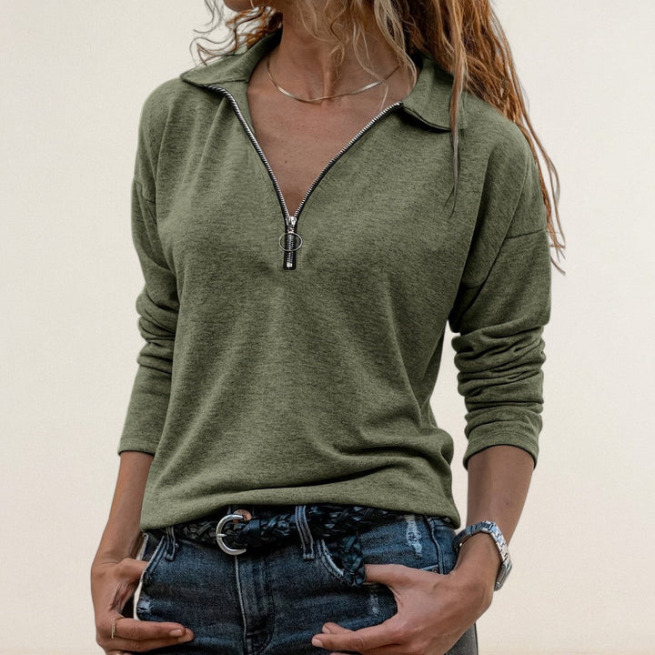 Μαρία – Κομψό μακρυμάνικο μπλουζάκι με φερμουάρε