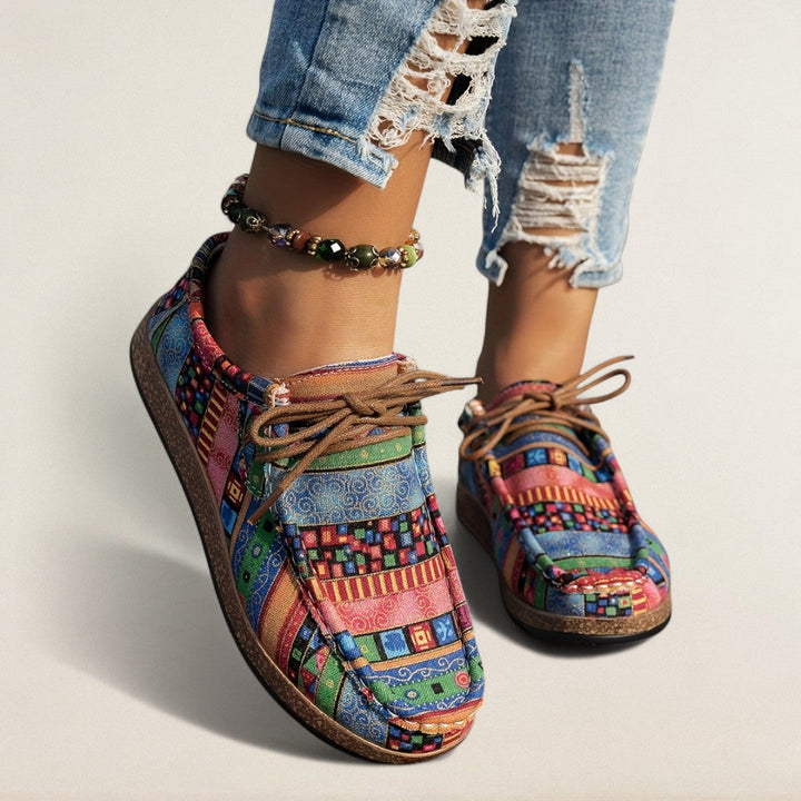 Ραχέλ – ορθοπεδικό παπούτσι με κορδόνια σε εμφάνιση καμβά