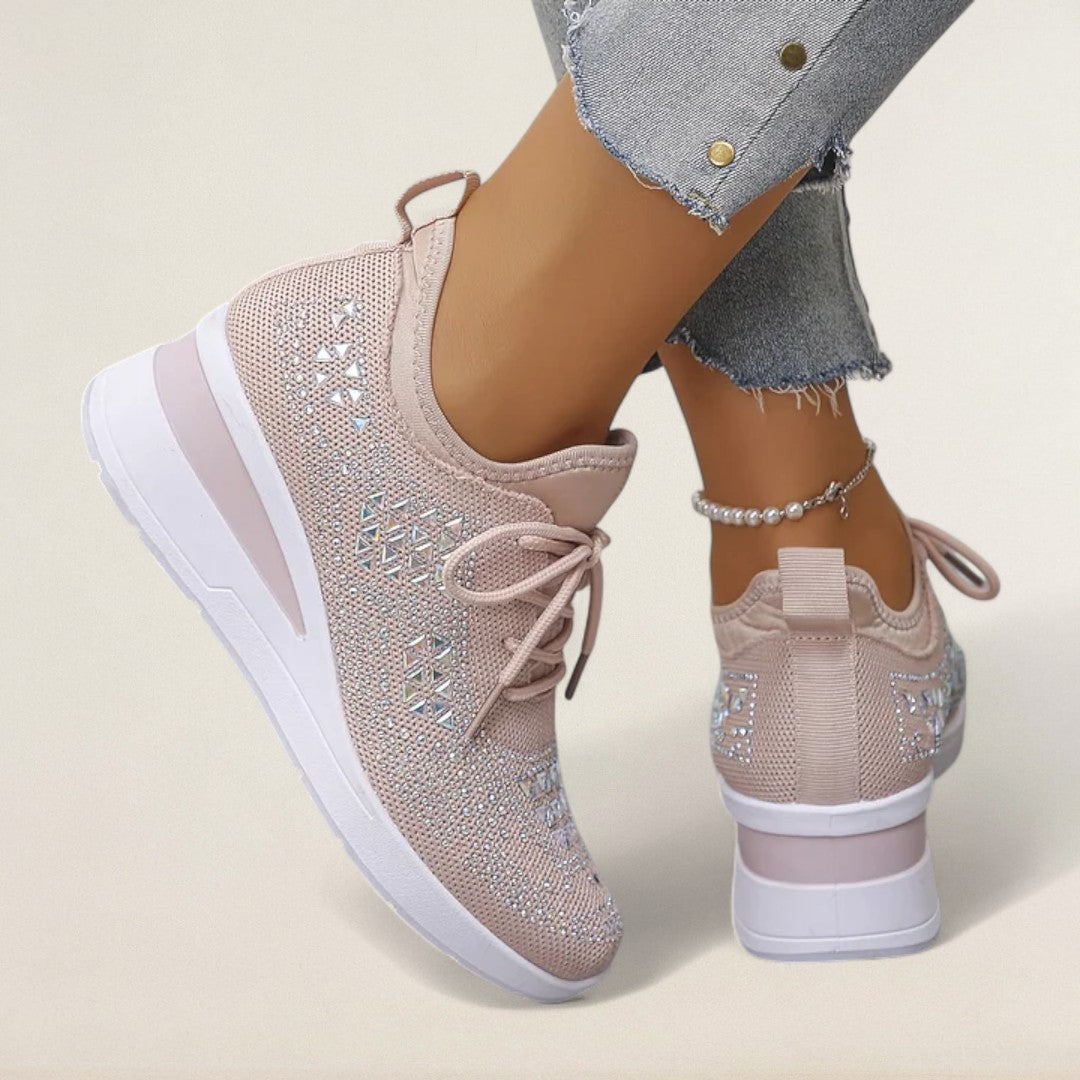 Λαδίνη – ορθοπεδικό Knit-Sneaker με γυαλιστερές λεπτομέρειες