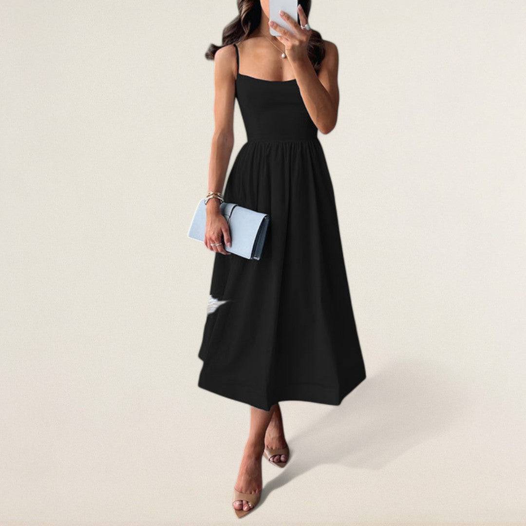 Ελένη – Κομψό φόρεμα με τιράντες και κολακευτική Α-γραμμή