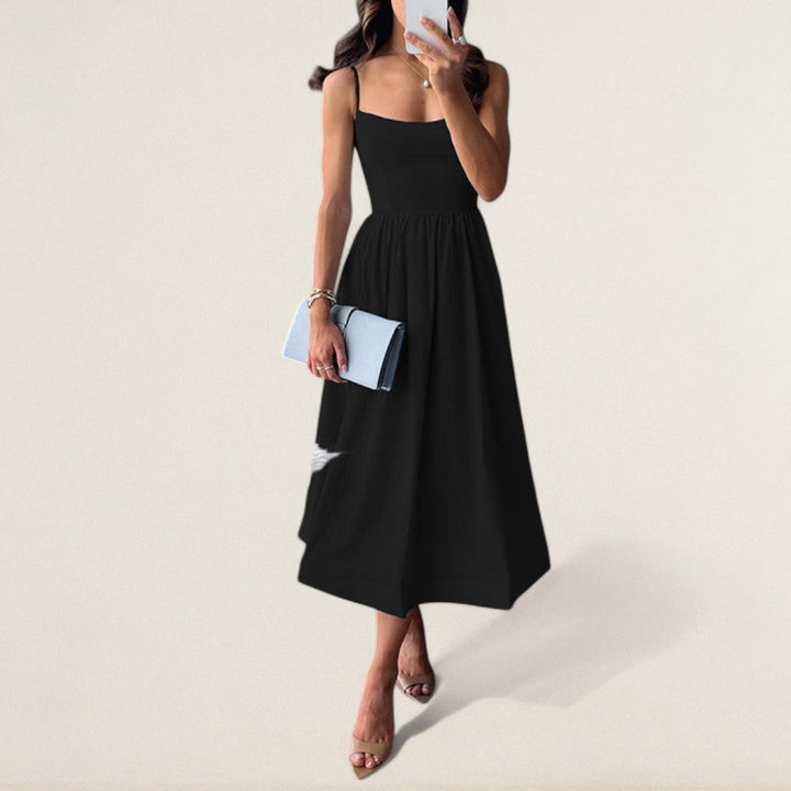 Ελένη – Κομψό φόρεμα με τιράντες και κολακευτική Α-γραμμή