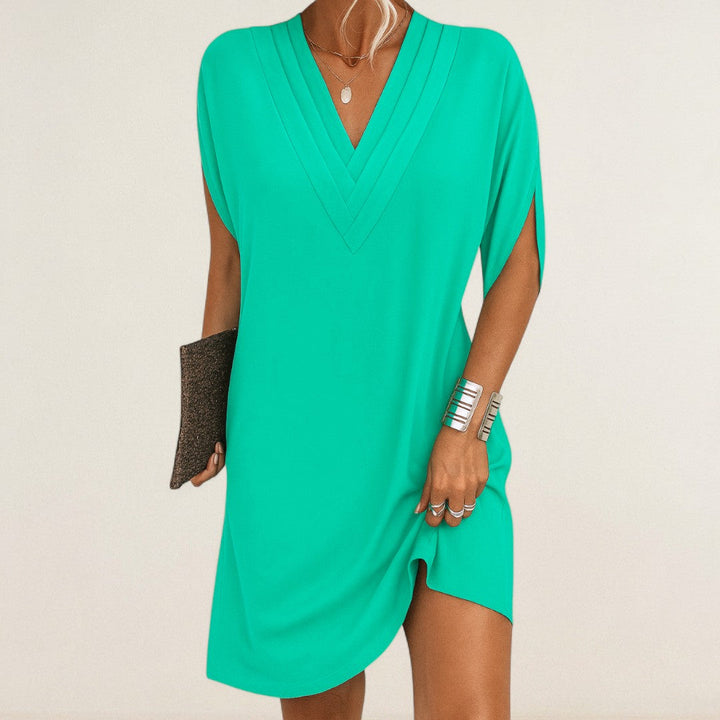 Αγγελική – Αέρινο V-Λαιμόκοψη Τουνίκ-Φόρεμα για Κάθε Μέρα