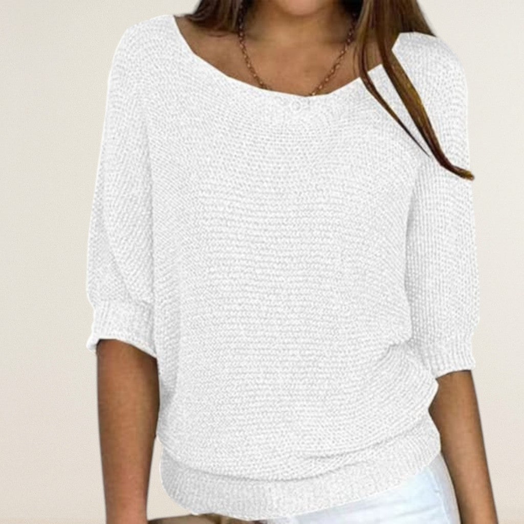 Ιόλη – Πλεκτή Μπλούζα με Χαλαρή Γραμμή