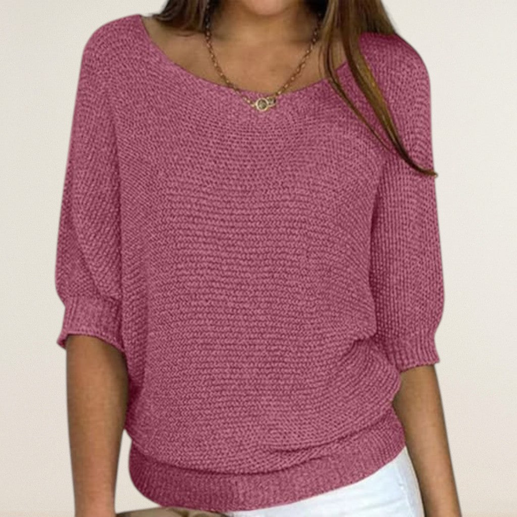 Ιόλη – Πλεκτή Μπλούζα με Χαλαρή Γραμμή