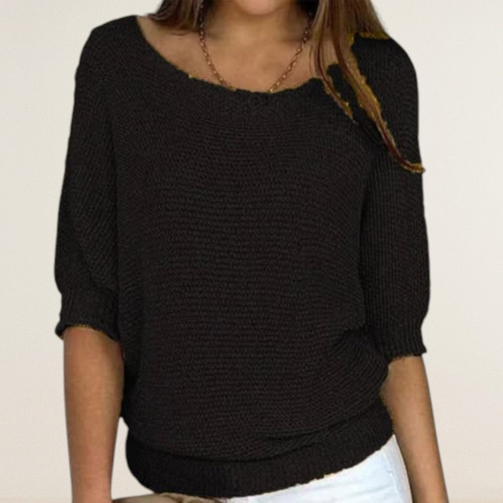 Ιόλη – Πλεκτή Μπλούζα με Χαλαρή Γραμμή