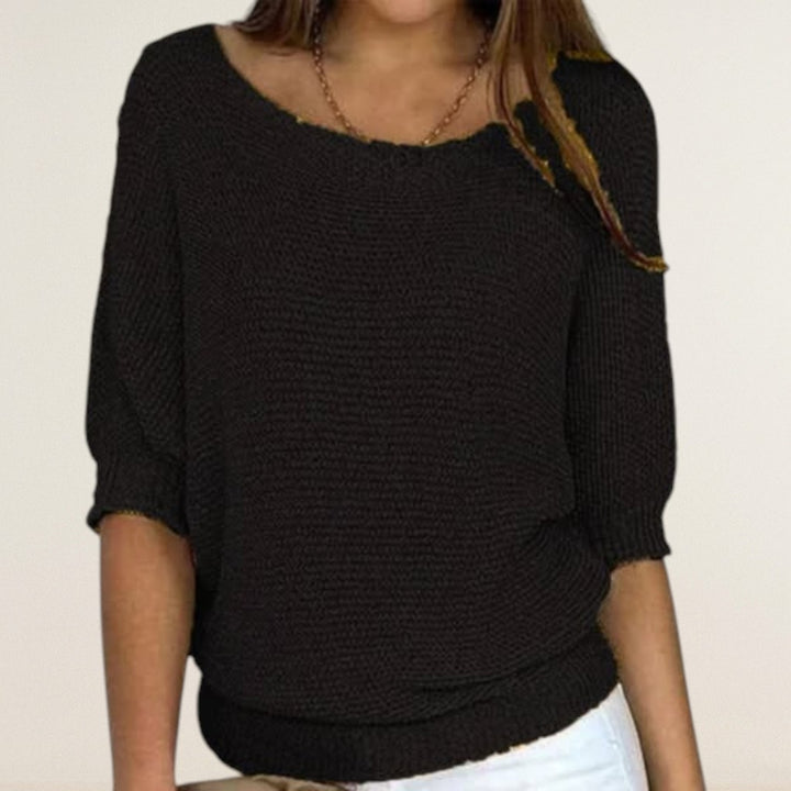Ιόλη – Πλεκτή Μπλούζα με Χαλαρή Γραμμή