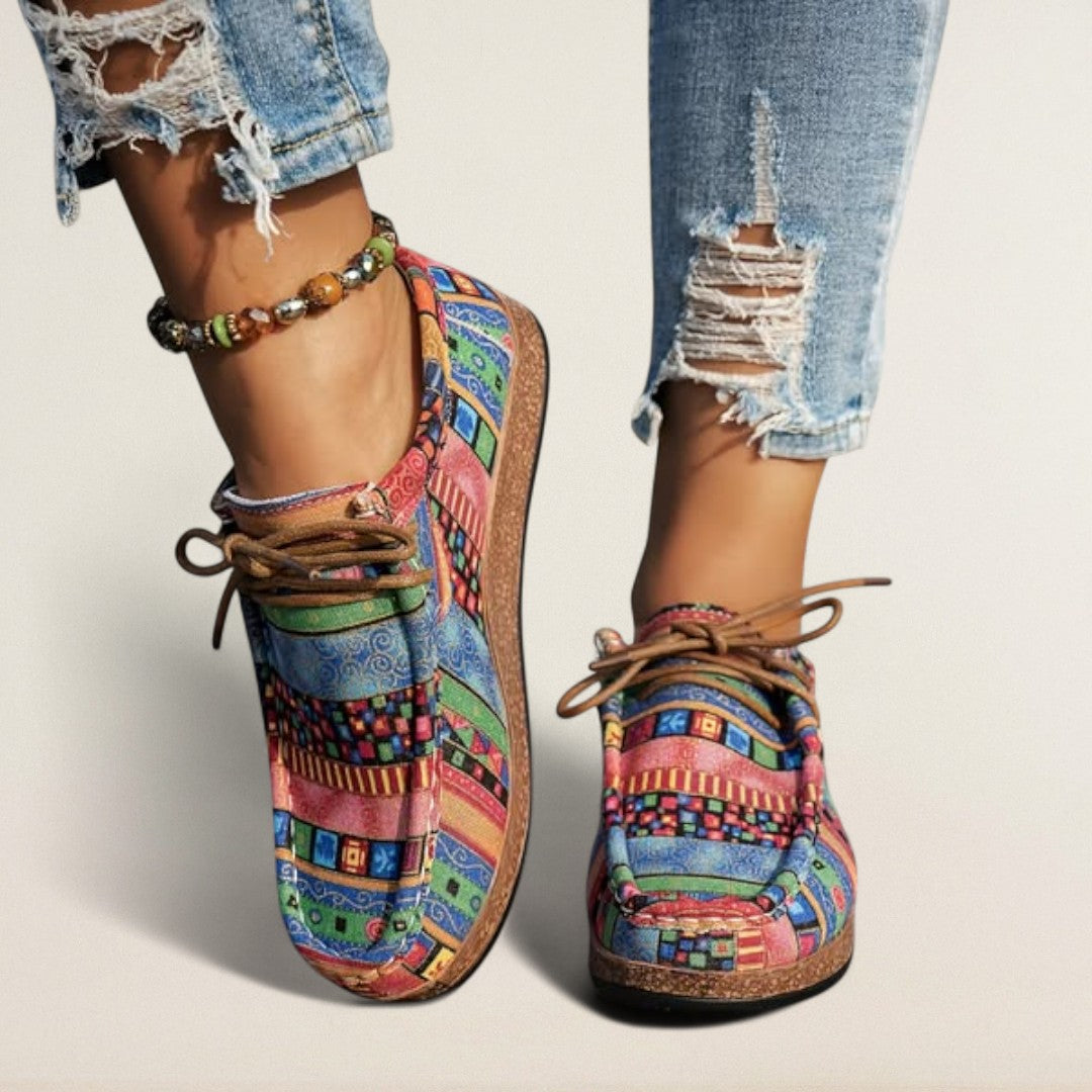 Ραχέλ – ορθοπεδικό παπούτσι με κορδόνια σε εμφάνιση καμβά