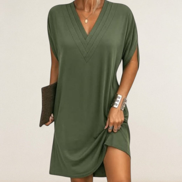 Αγγελική – Αέρινο V-Λαιμόκοψη Τουνίκ-Φόρεμα για Κάθε Μέρα