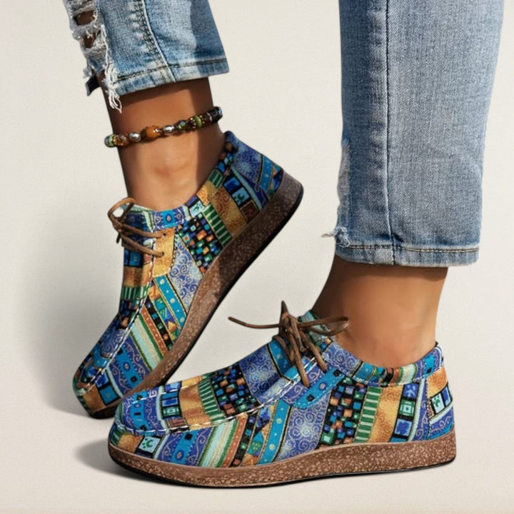 Ραχέλ – ορθοπεδικό παπούτσι με κορδόνια σε εμφάνιση καμβά