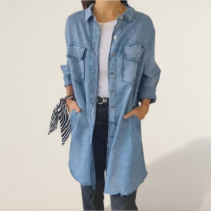 Γεωργiα – άνετη Denim-Longbluse με τσέπες