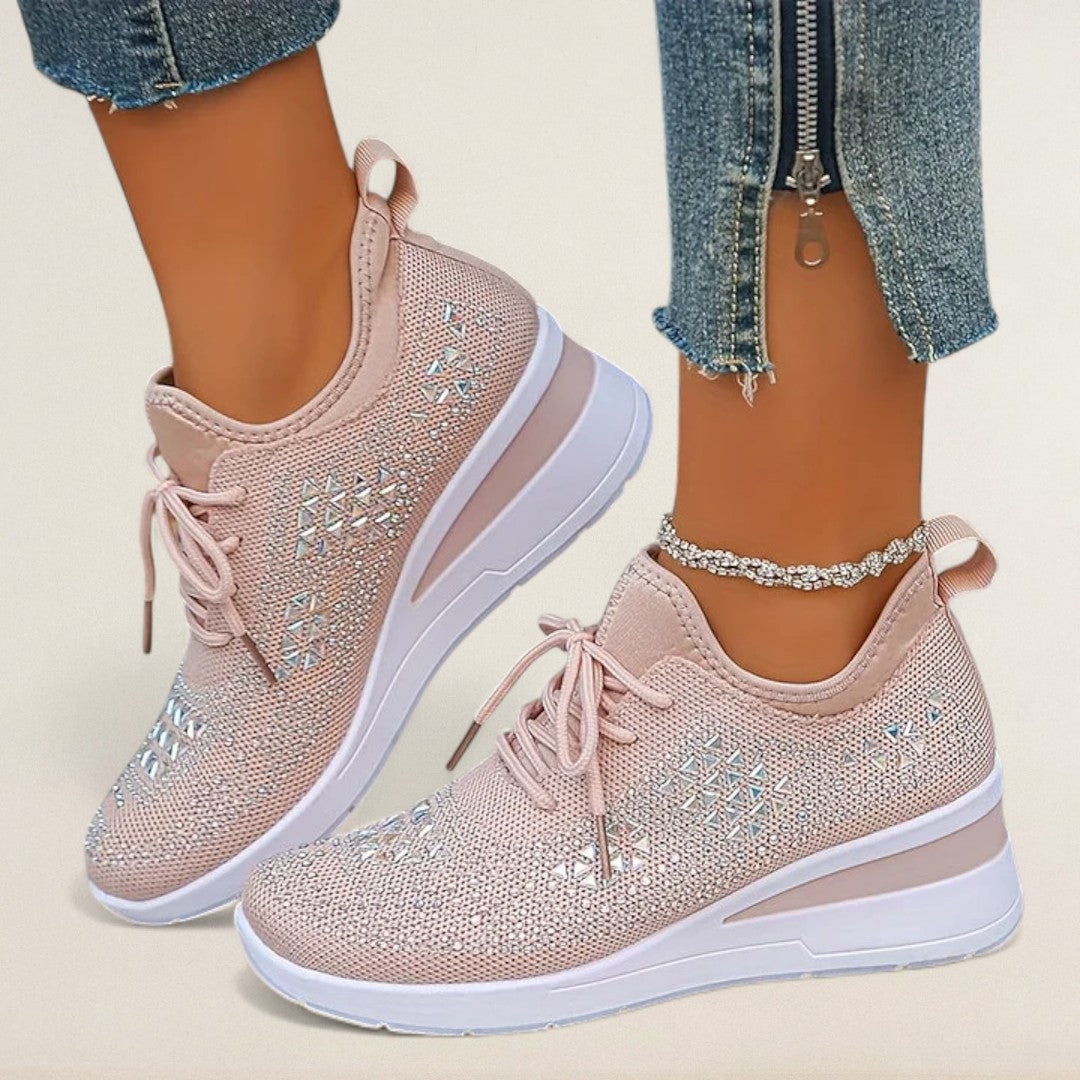 Λαδίνη – ορθοπεδικό Knit-Sneaker με γυαλιστερές λεπτομέρειες