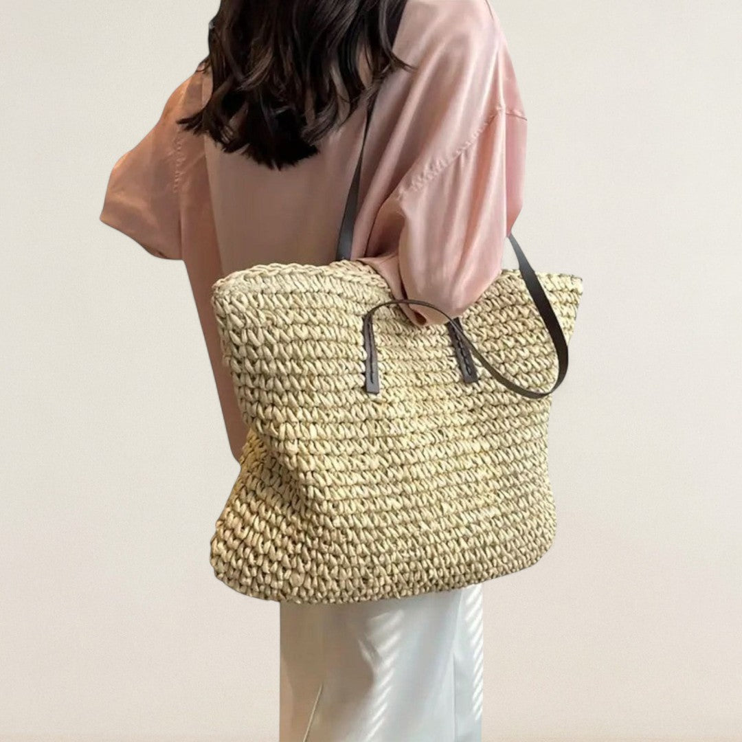 Ελένη – Χαλαρή τσάντα από ψάθα για το καλοκαίρι και την καθημερινότητα