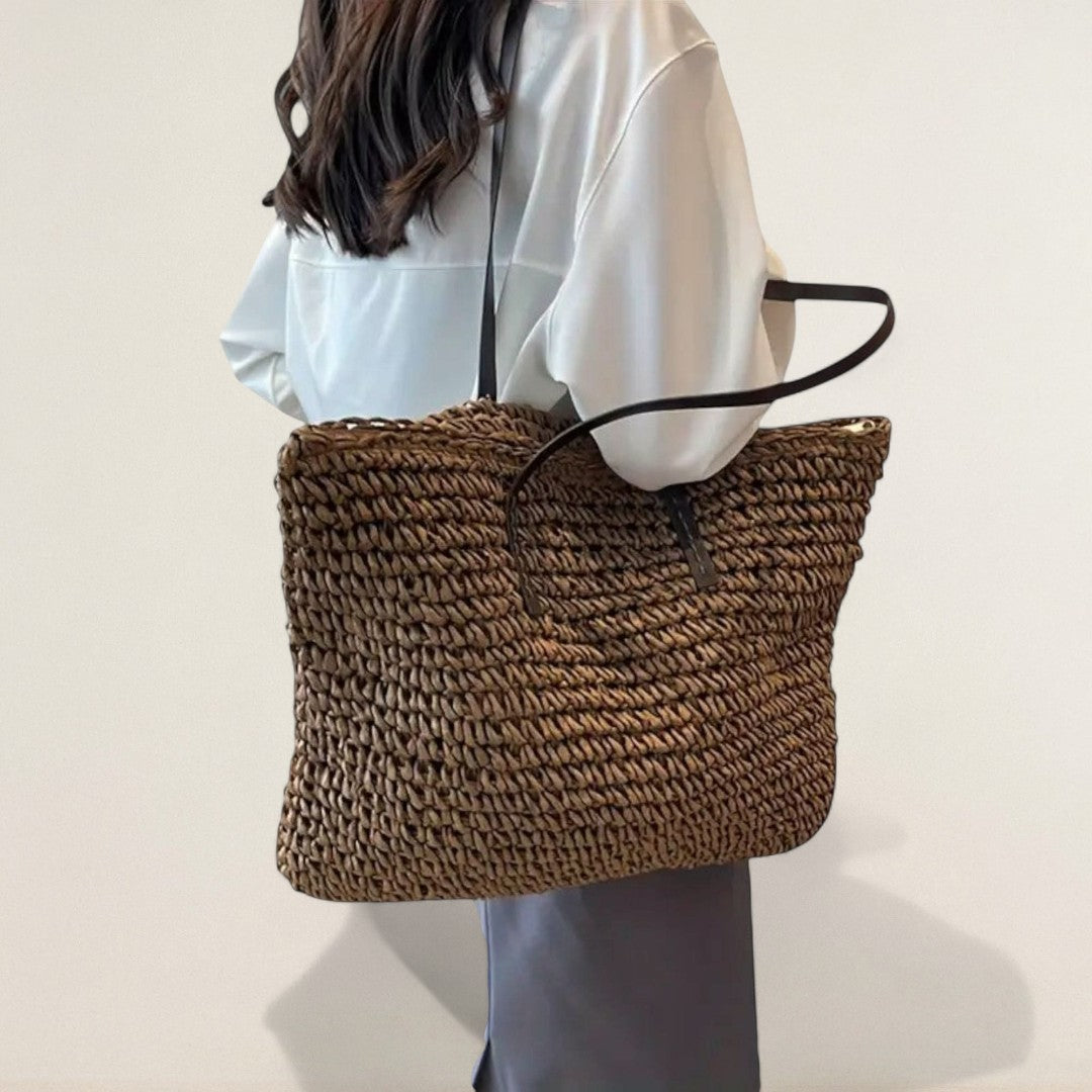 Ελένη – Χαλαρή τσάντα από ψάθα για το καλοκαίρι και την καθημερινότητα