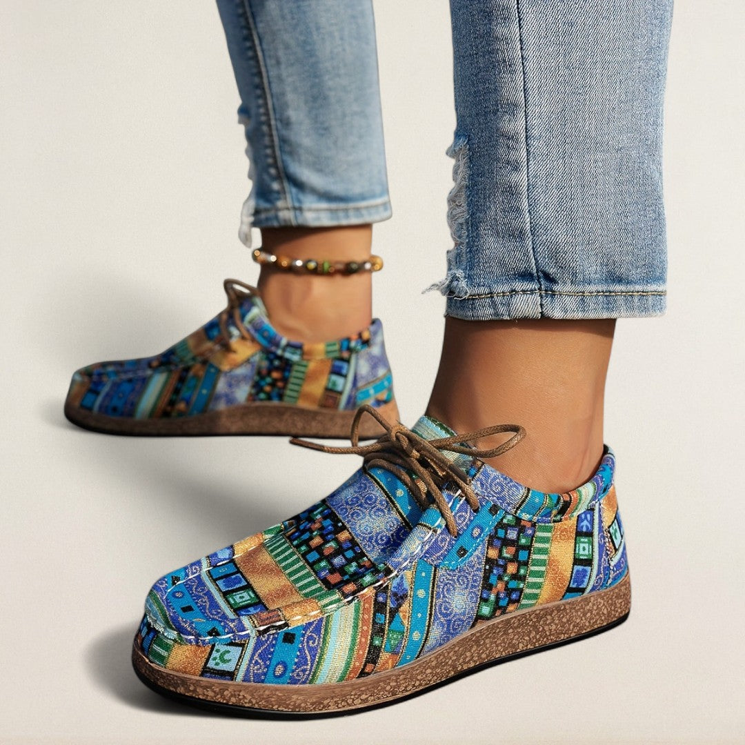 Ραχέλ – ορθοπεδικό παπούτσι με κορδόνια σε εμφάνιση καμβά