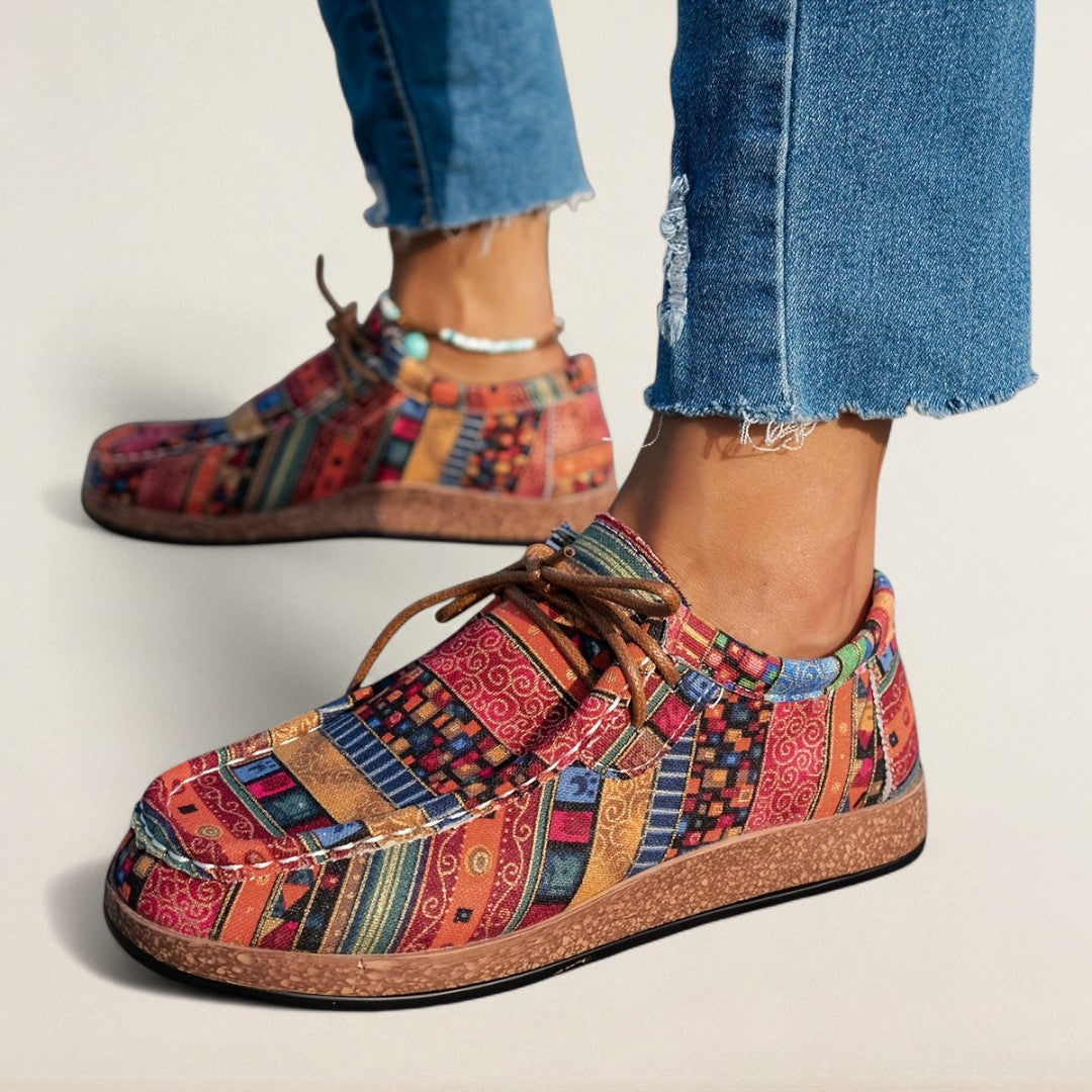 Ραχέλ – ορθοπεδικό παπούτσι με κορδόνια σε εμφάνιση καμβά