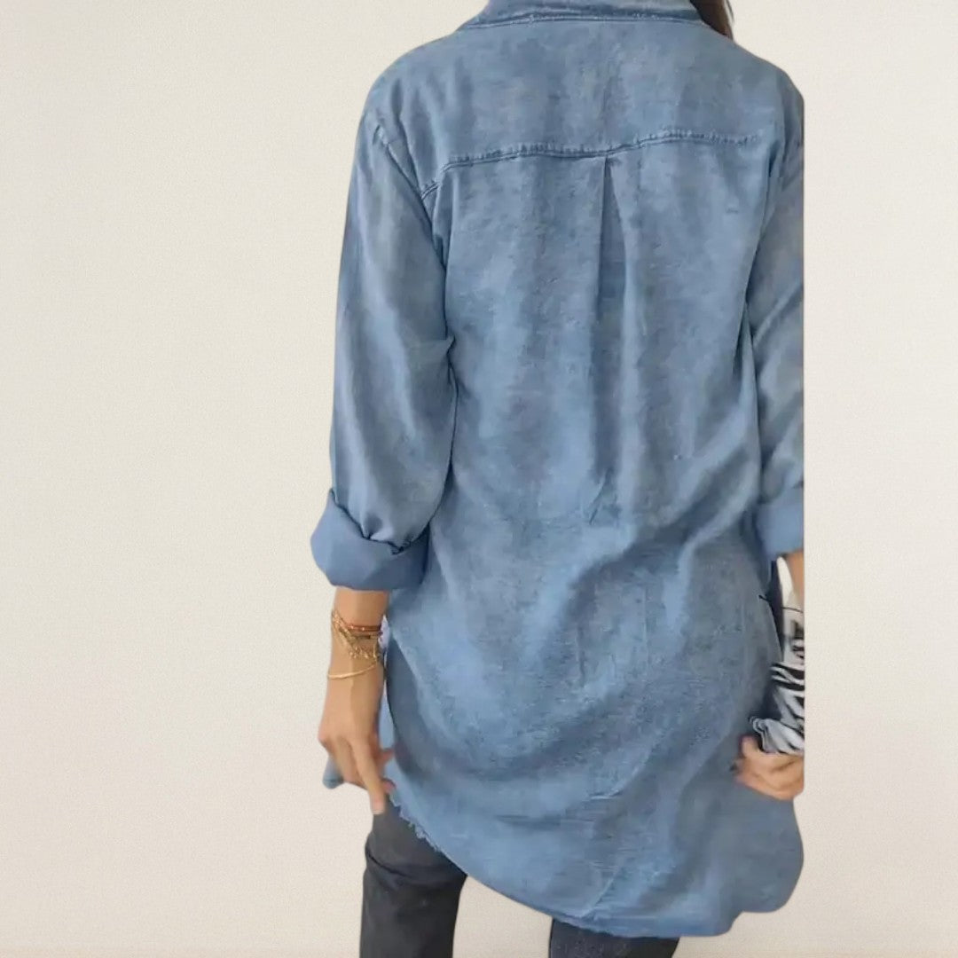 Γεωργiα – άνετη Denim-Longbluse με τσέπες
