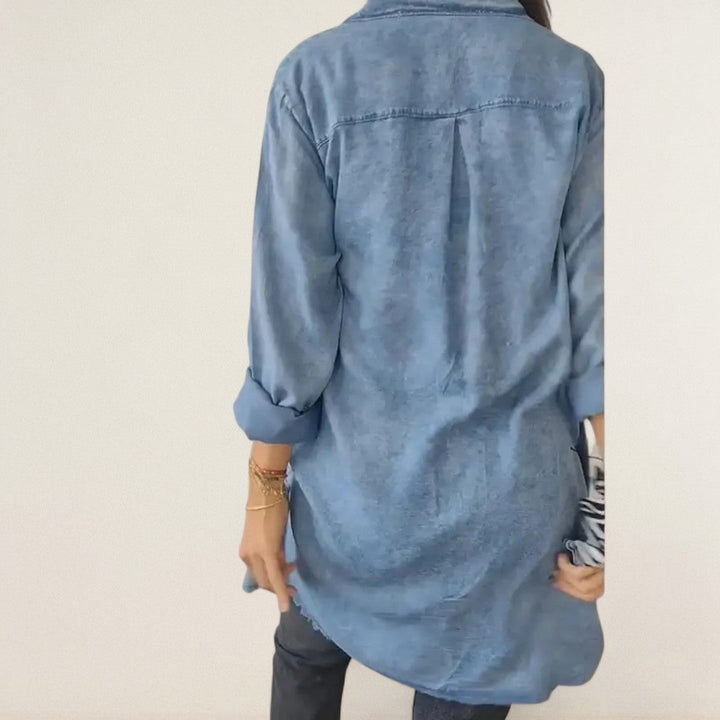 Γεωργiα – άνετη Denim-Longbluse με τσέπες