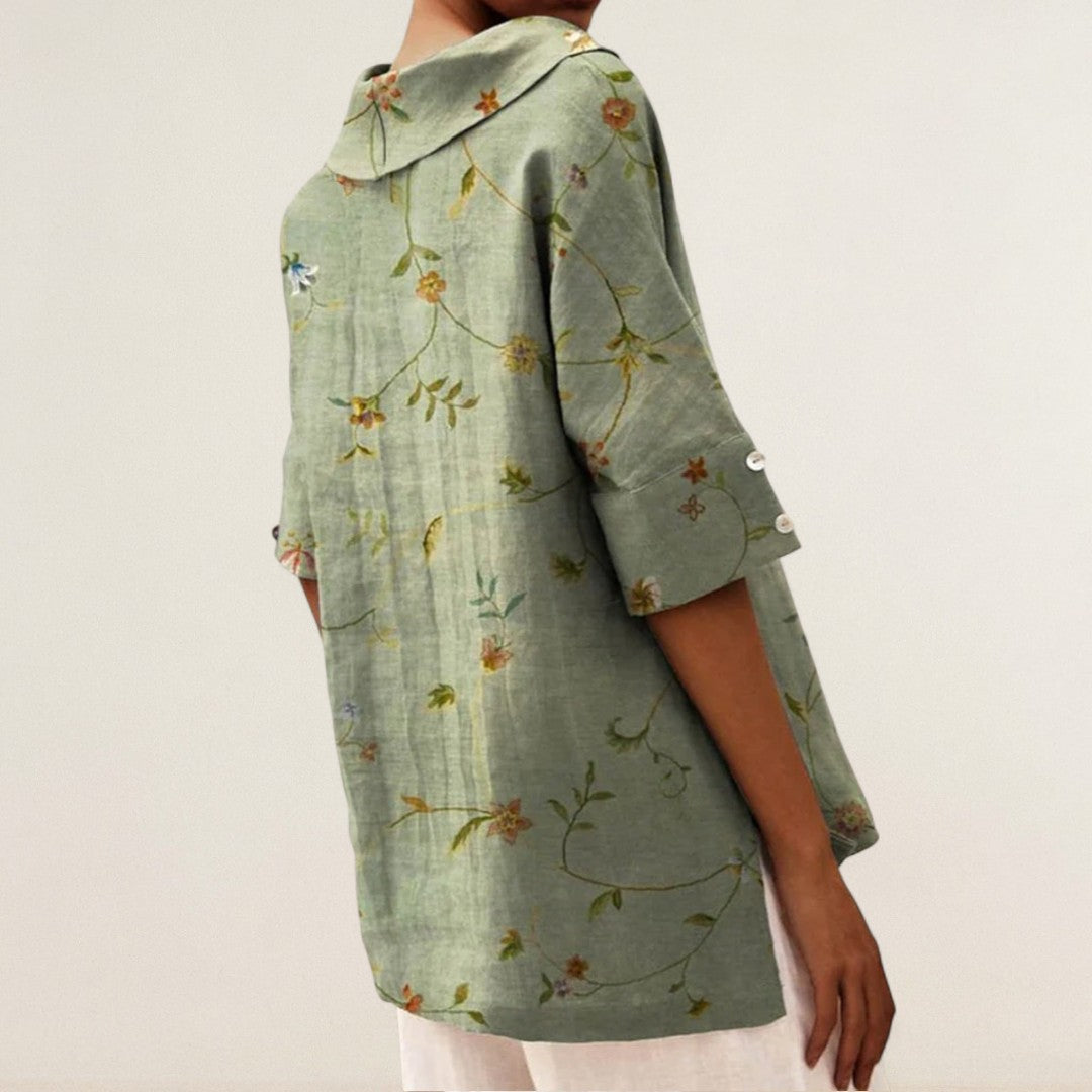 Μιρά – Χαλαρό πουκάμισο με φλοράλ κομψότητα