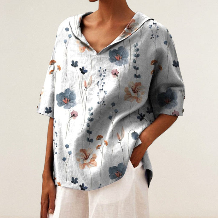 Μιρά – Χαλαρό πουκάμισο με φλοράλ κομψότητα