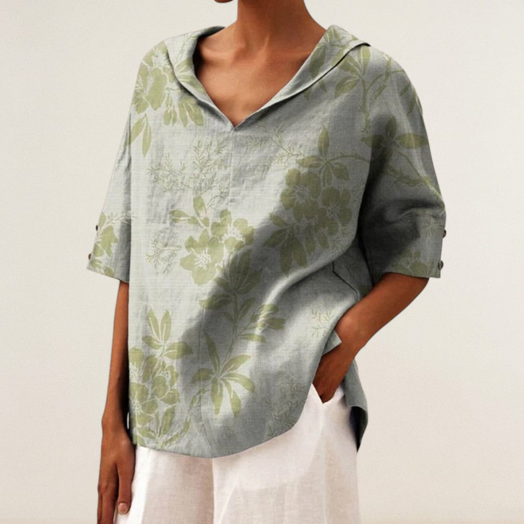 Μιρά – Χαλαρό πουκάμισο με φλοράλ κομψότητα