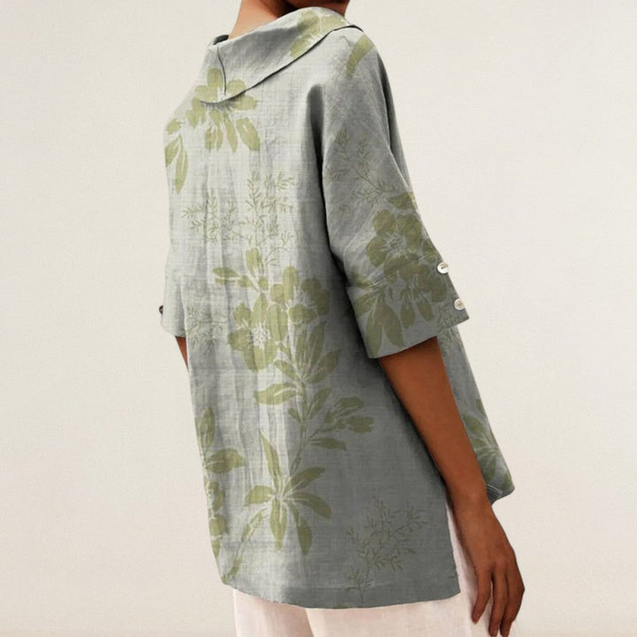 Μιρά – Χαλαρό πουκάμισο με φλοράλ κομψότητα