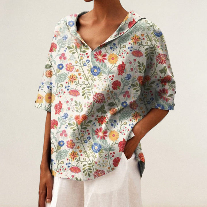 Μιρά – Χαλαρό πουκάμισο με φλοράλ κομψότητα