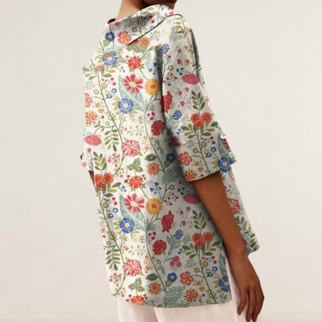 Μιρά – Χαλαρό πουκάμισο με φλοράλ κομψότητα