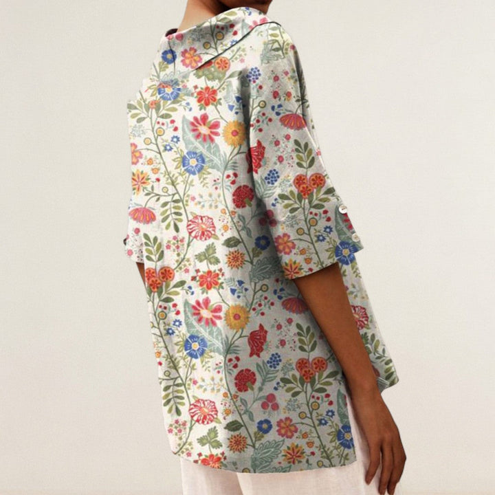 Μιρά – Χαλαρό πουκάμισο με φλοράλ κομψότητα