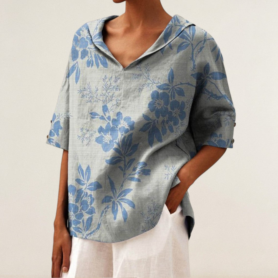 Μιρά – Χαλαρό πουκάμισο με φλοράλ κομψότητα