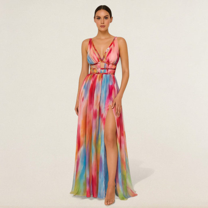 Αριάνα – ρέον maxi φόρεμα με σαγηνευτική σχισμή