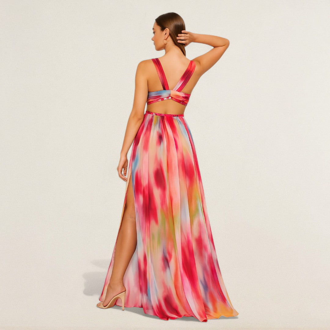 Αριάνα – ρέον maxi φόρεμα με σαγηνευτική σχισμή