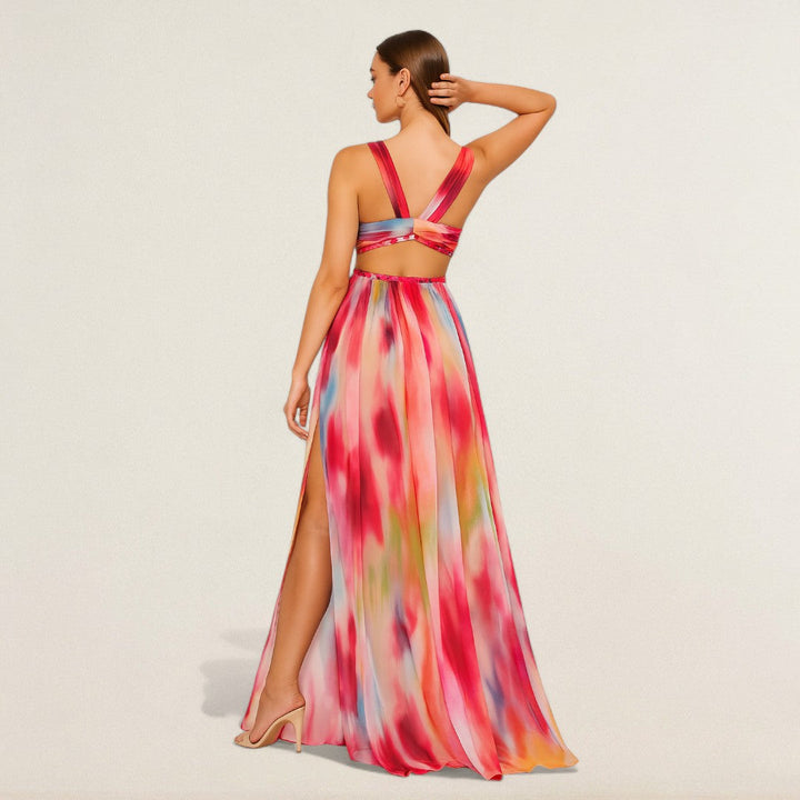 Αριάνα – ρέον maxi φόρεμα με σαγηνευτική σχισμή