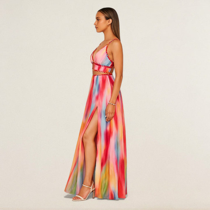 Αριάνα – ρέον maxi φόρεμα με σαγηνευτική σχισμή