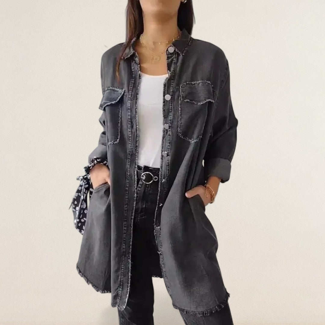 Γεωργiα – άνετη Denim-Longbluse με τσέπες