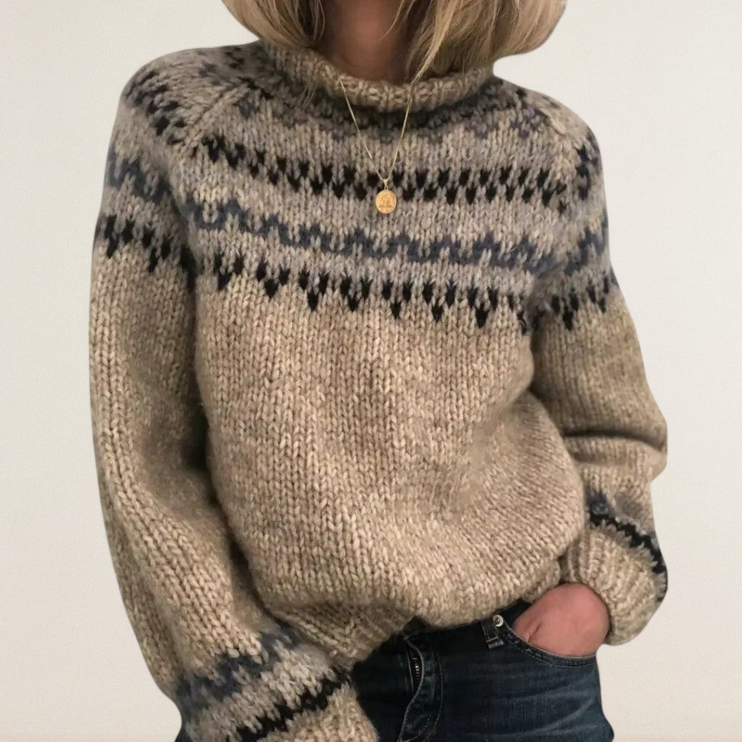Ευαγγελία – Χοντρό πλεκτό πουλόβερ με βόρειο σχέδιο