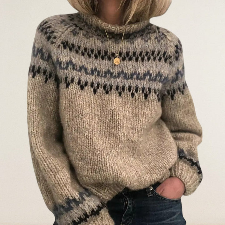 Ευαγγελία – Χοντρό πλεκτό πουλόβερ με βόρειο σχέδιο