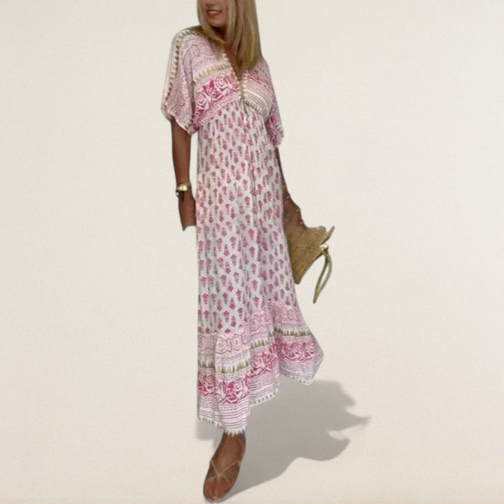 Ανίνα – αέρινο Μποχό Μάξι με μπορντούρα