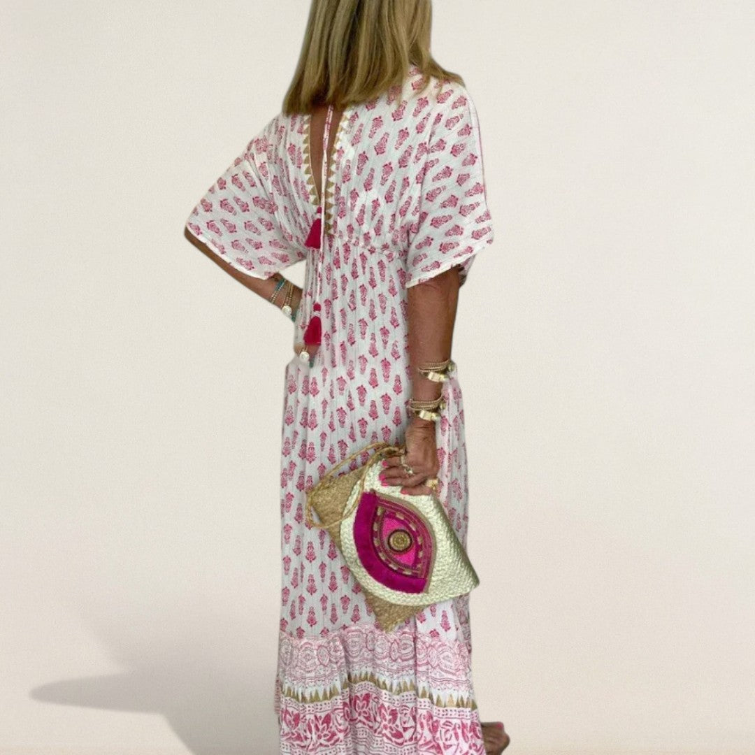 Ανίνα – αέρινο Μποχό Μάξι με μπορντούρα