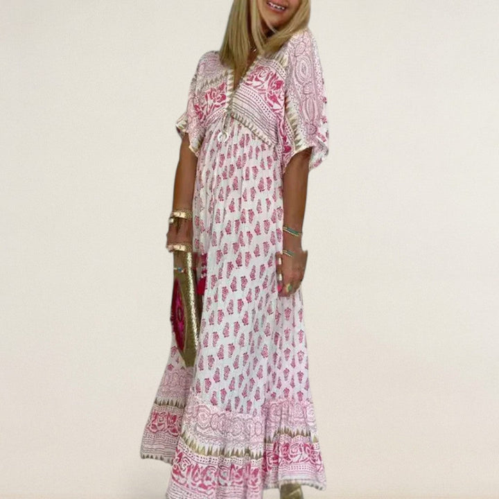 Ανίνα – αέρινο Μποχό Μάξι με μπορντούρα