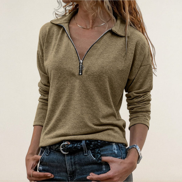 Μαρία – Κομψό μακρυμάνικο μπλουζάκι με φερμουάρ