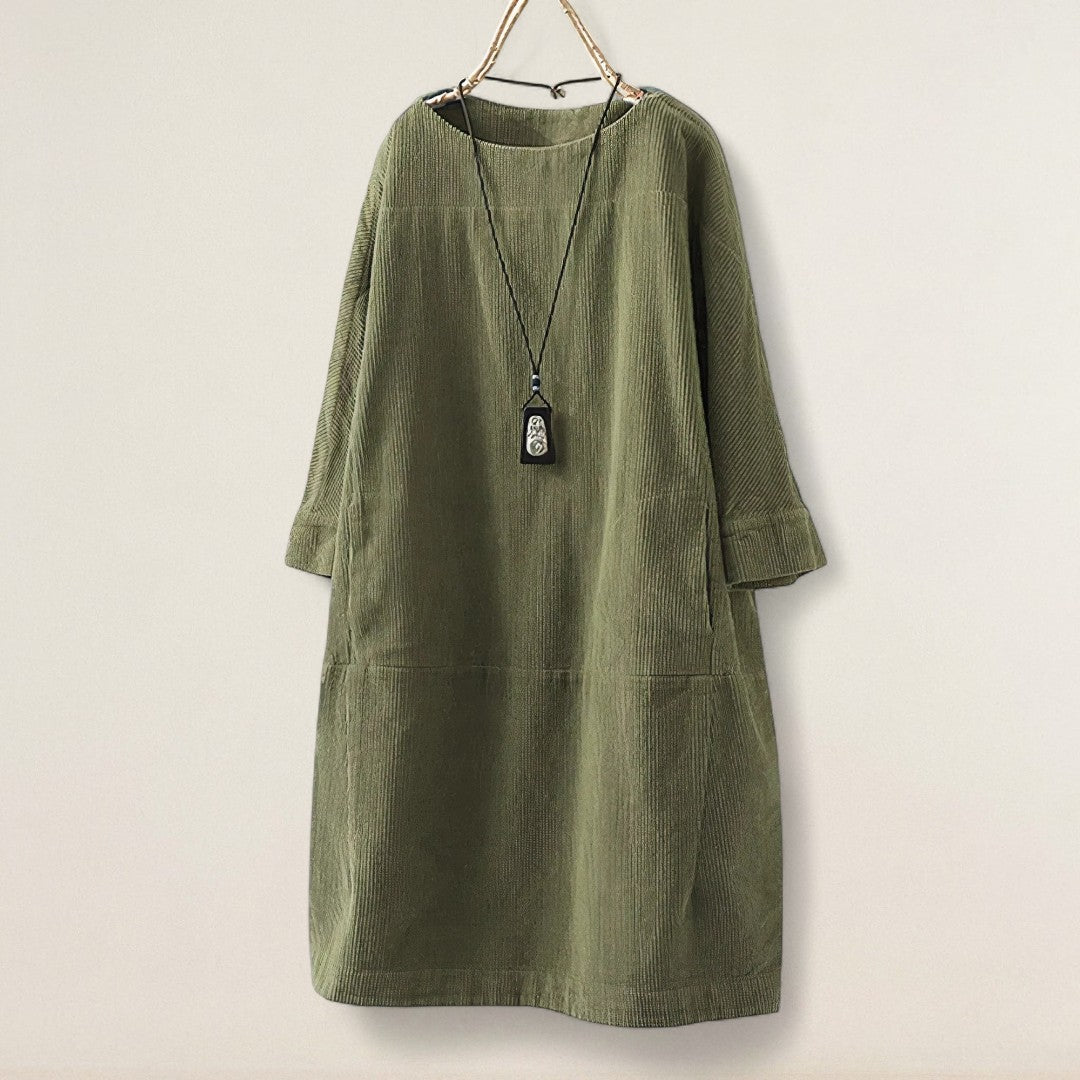 Θάλεια – Φόρεμα με χαλαρή γραμμή από βελουτέ ύφασμα