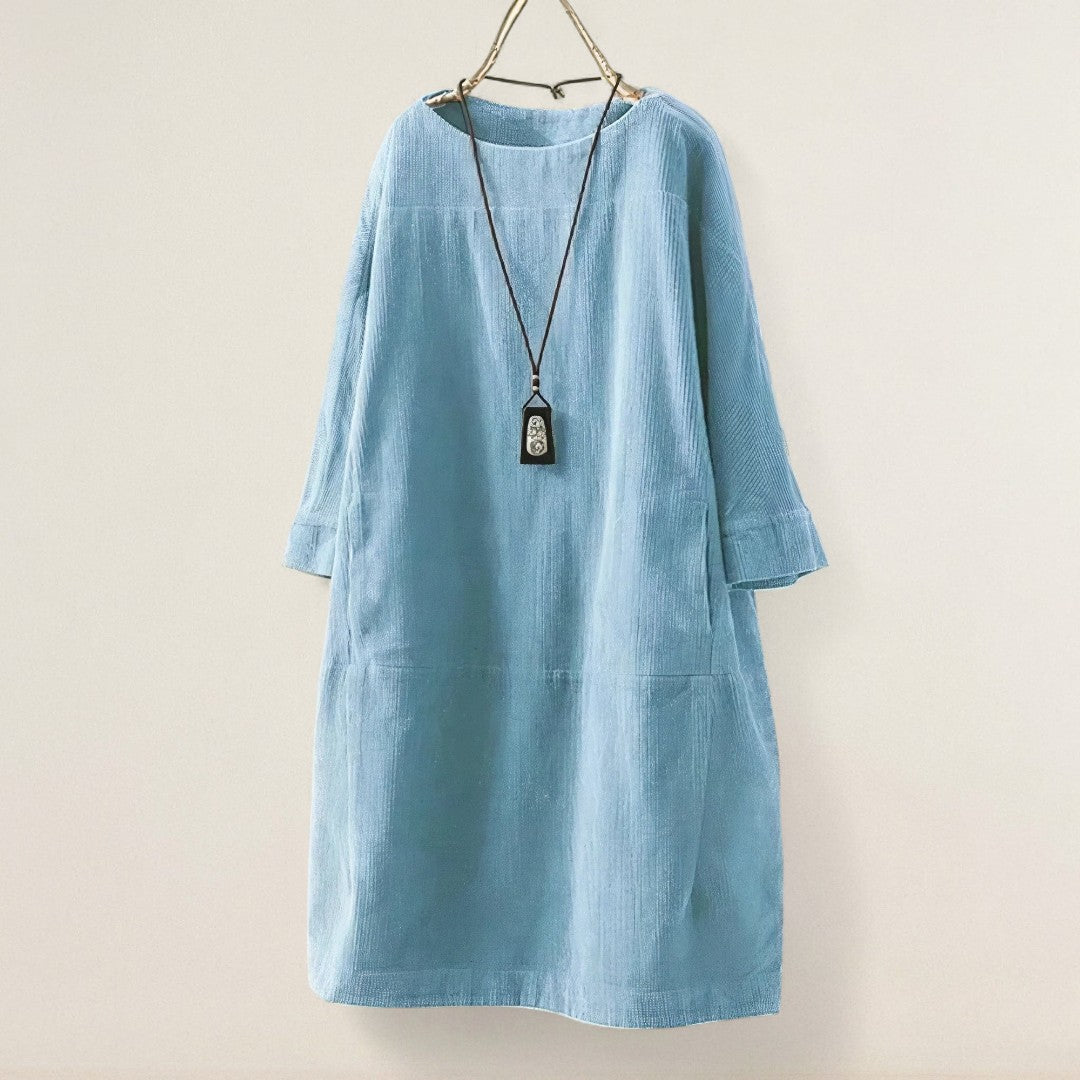 Θάλεια – Φόρεμα με χαλαρή γραμμή από βελουτέ ύφασμα