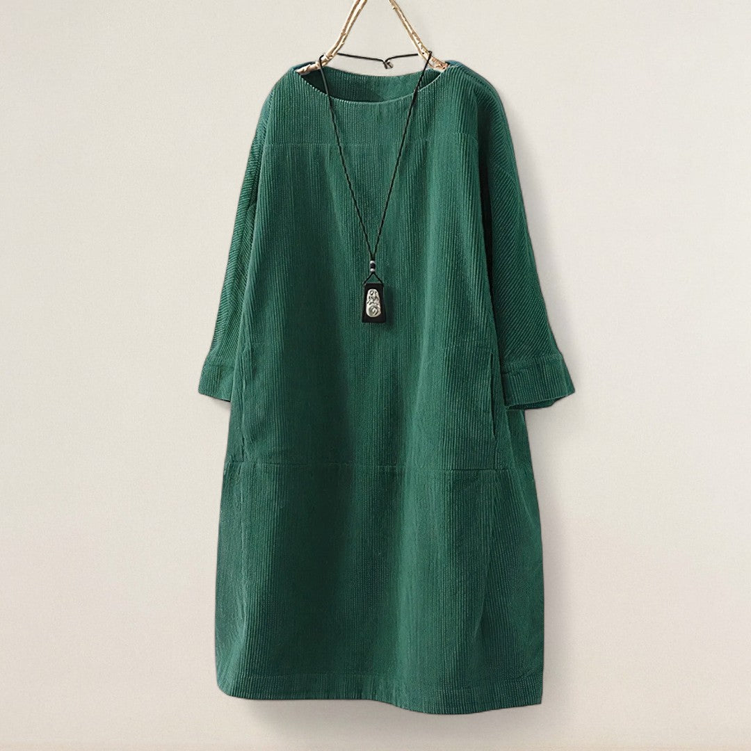 Θάλεια – Φόρεμα με χαλαρή γραμμή από βελουτέ ύφασμα